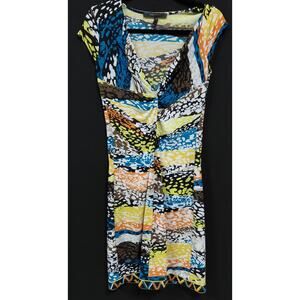 BCBGMAXAZRIA Multicolor Dress Women Abstract Short Sleeve Size S